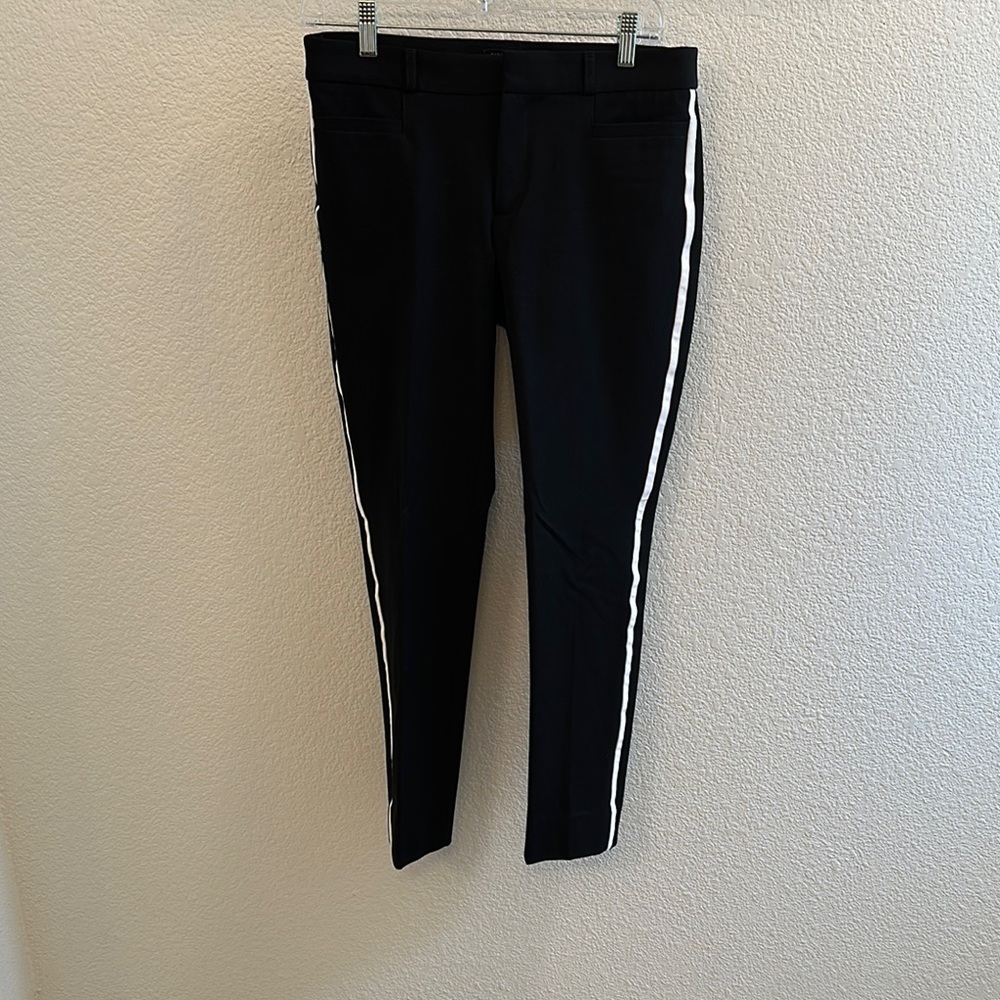 Banana Republic Black and White Cropped Pants with Sporty Stripe